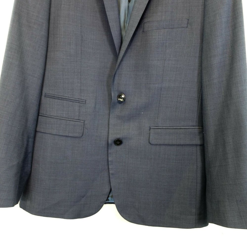 Navy Sports Coat MEDIUM Blazer Blue Suit Mens 40 Wool Slim Fit Work VINCE CAMUTO - Picture 4 of 13